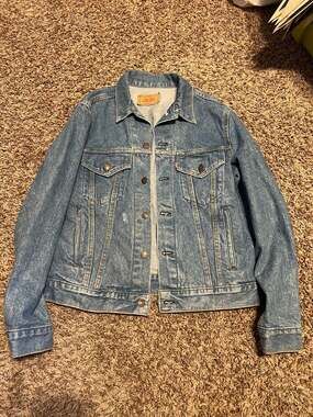 Vintage 80s Levi's 70506-0214 Made in USA Type III Denim Trucker Jacket Size 42R